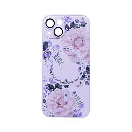 Capa Magnética com Desenho de Flores para Apple iPhone 13 Branco